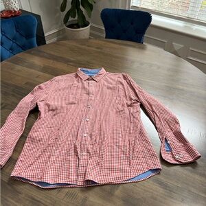 Johnston & Murphy Men's Orange Checkered Shirt